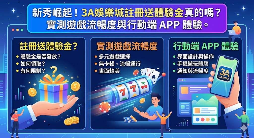 新秀崛起！3A娛樂城註冊送體驗金真的嗎？實測遊戲流暢度與行動端 APP 體驗。